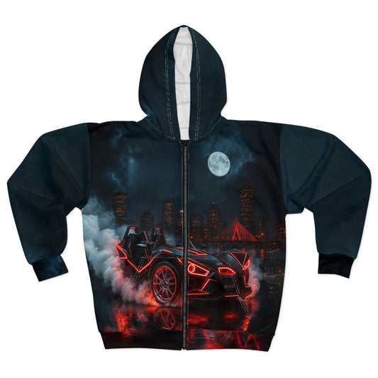 Night Ryder -  Unisex Graphic - Zip-Up Fleece Jacket - HEAVY WEIGHT