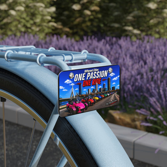 Mini License Plate - "One Passion One Ride" Trike Rally Skyline Design