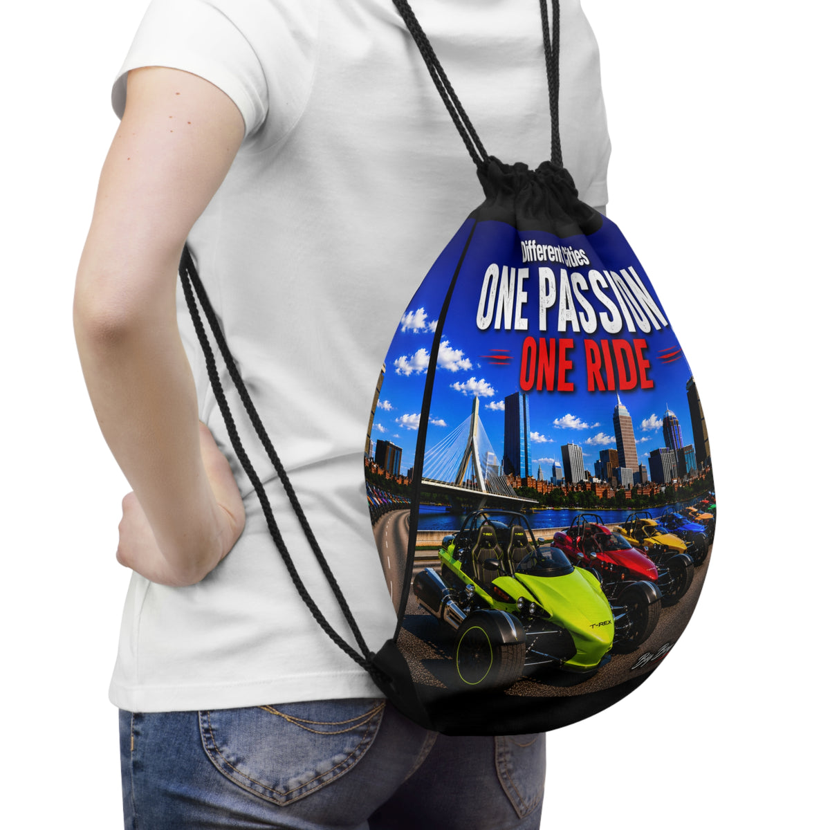 One Passion One Ride - T-Rex - 2 Sided Drawstring Bag