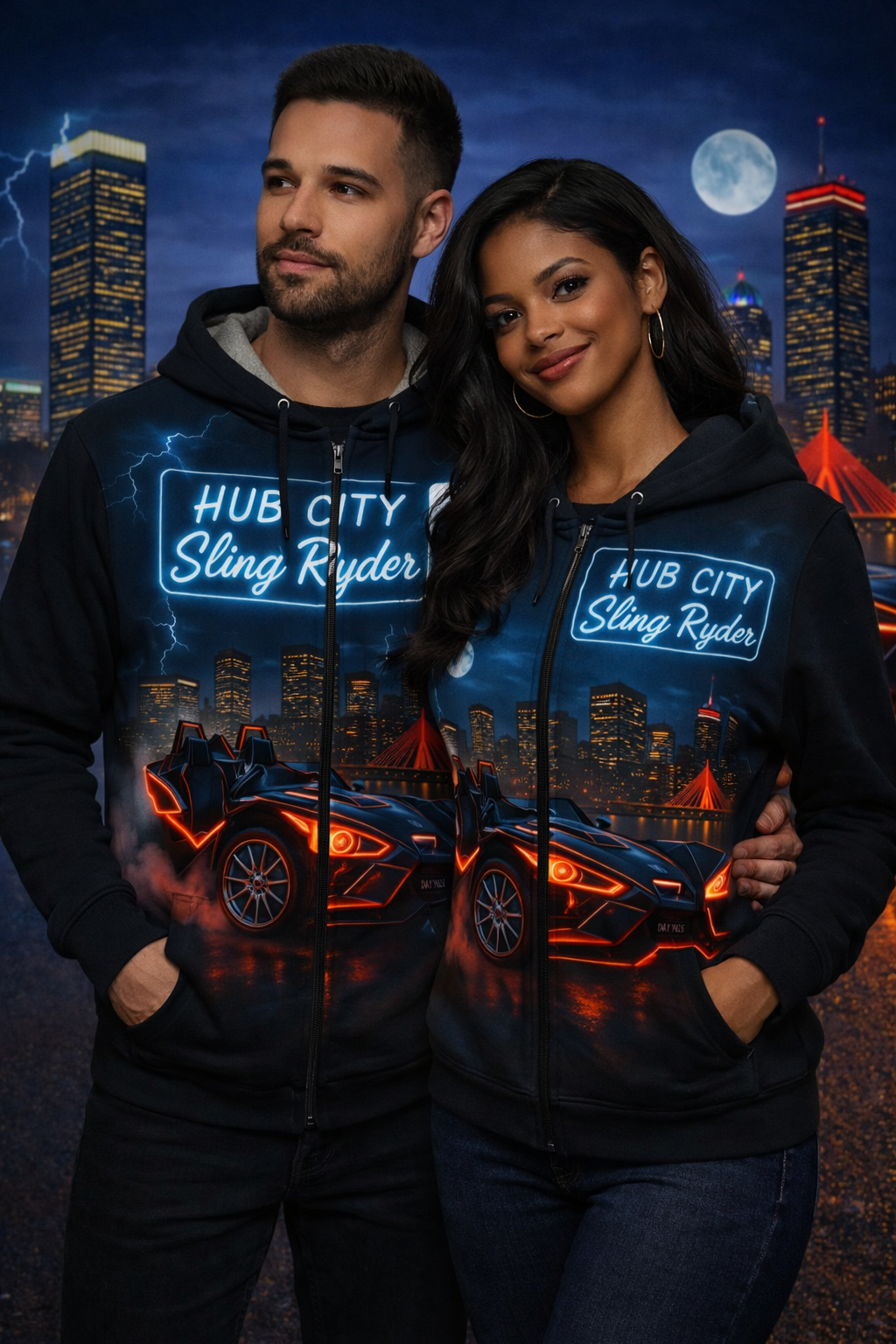 The Night Rider - Unisex Graphic Zip-Up Hoodie
